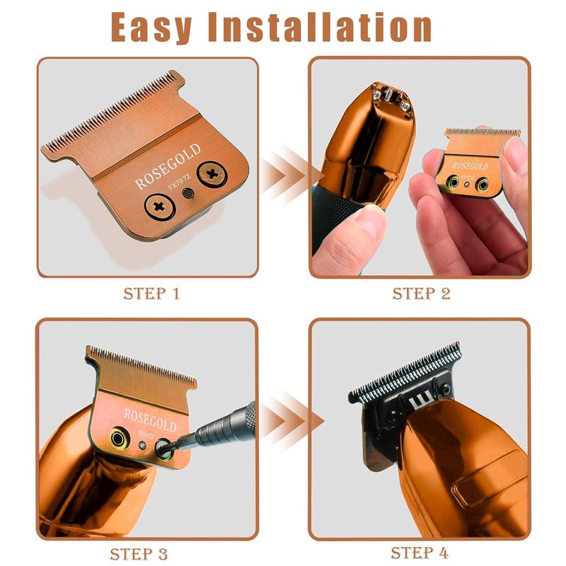 Replacement Blades for BaBylissPRO FX787 & FX726 Trimmers - Rose Gold, Perfect for Outlining Hair