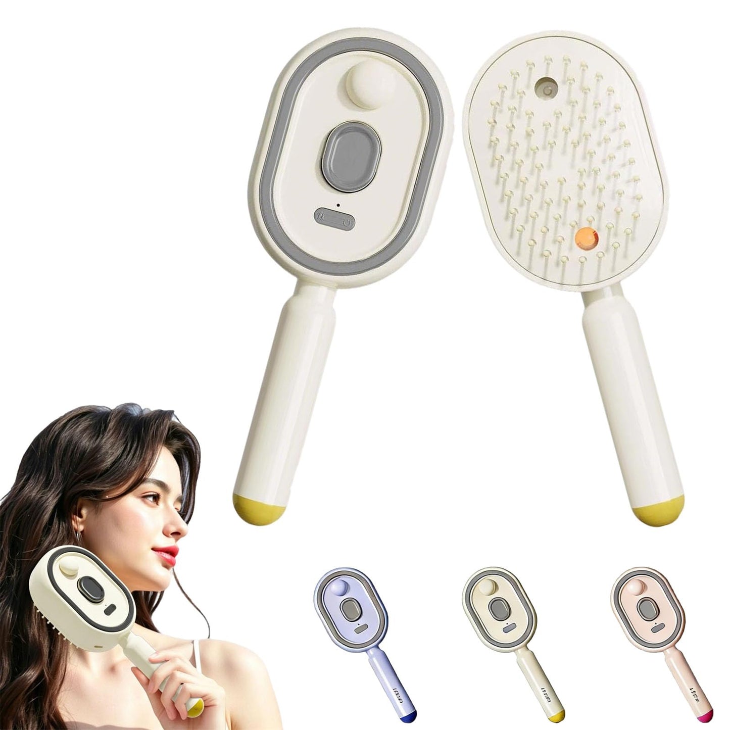 5 in 1 air cushion brush, Electric Spray Air Cushion Massage Comb for Women,Reduce Frizz, Smooth & Nourish, for Both Long/Short Hairs Home Spa Cleaning Grooming Styling Detangling (Beige)