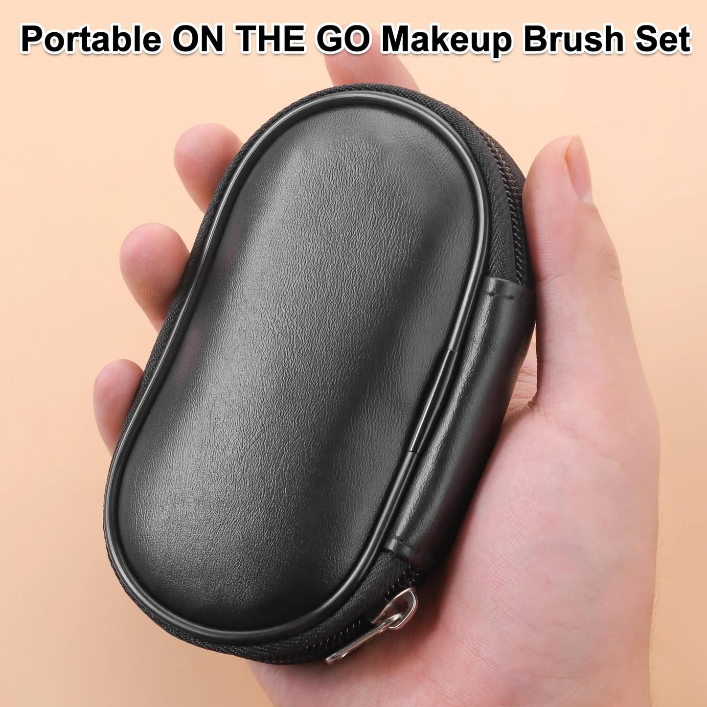 Kingtree Travel Makeup Brush Set, 10Pcs Mini Makeup Brushes with Pouch Portable ON THE GO Makeup Brush Travel Set, Easy-taken Full Complete Function Cosmetic Brushes for Flawless Makeup Looks