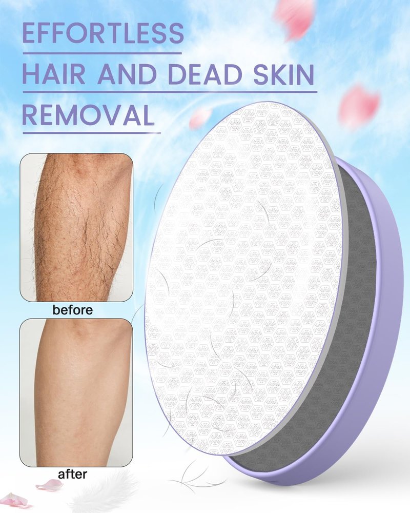 BEZOX Hair Eraser for Travel, Glass Hair Epilator for Full Body, Innovative Glass Body Hair Shaver Stone, Gentle Exfoliation for Legs, Arms, and Back - Purple