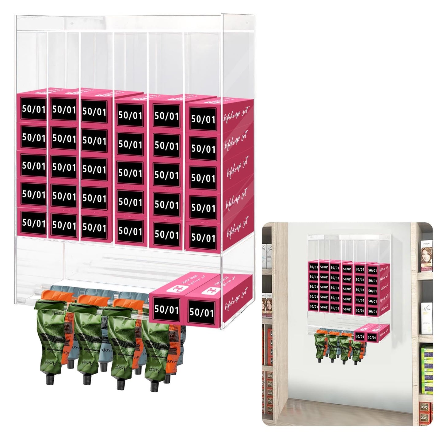 Acrylic Hair Color Organizer UV Protection Salon Tube Cabinet Wall Stand