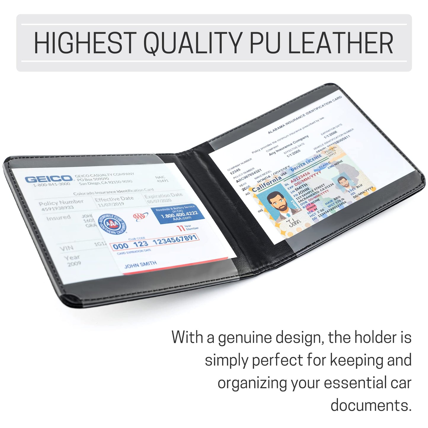 CANOPUS Car Registration and Insurance Holder, Magnetic Closure, Embossed Card Document Holder, Vehicle Glove Box Organizer, Wallet for Auto, SUV, Motorcycle, Truck, Waterproof, Car Model