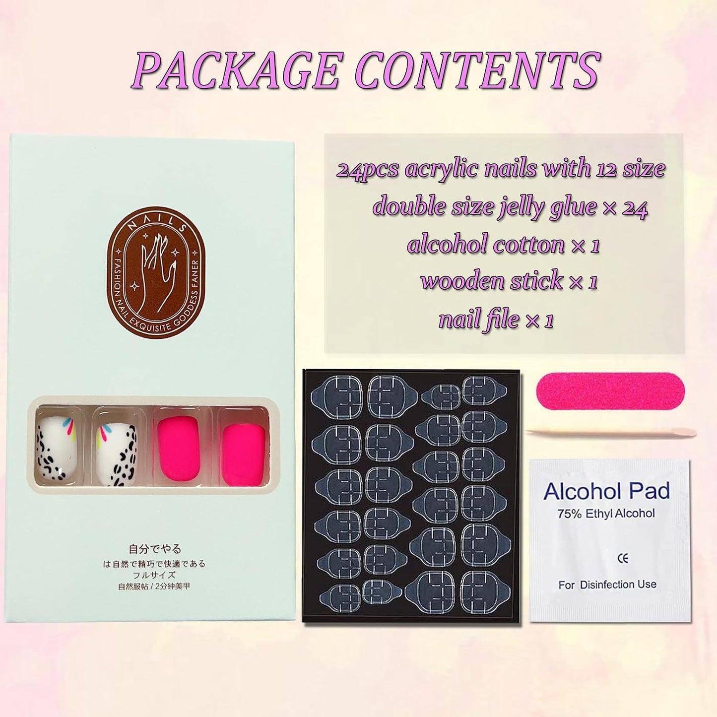 Short Press-On Nails - Black Leopard Print Acrylic Full Cover | Glossy Blue Rose Red, 24PCS for Women & Girls