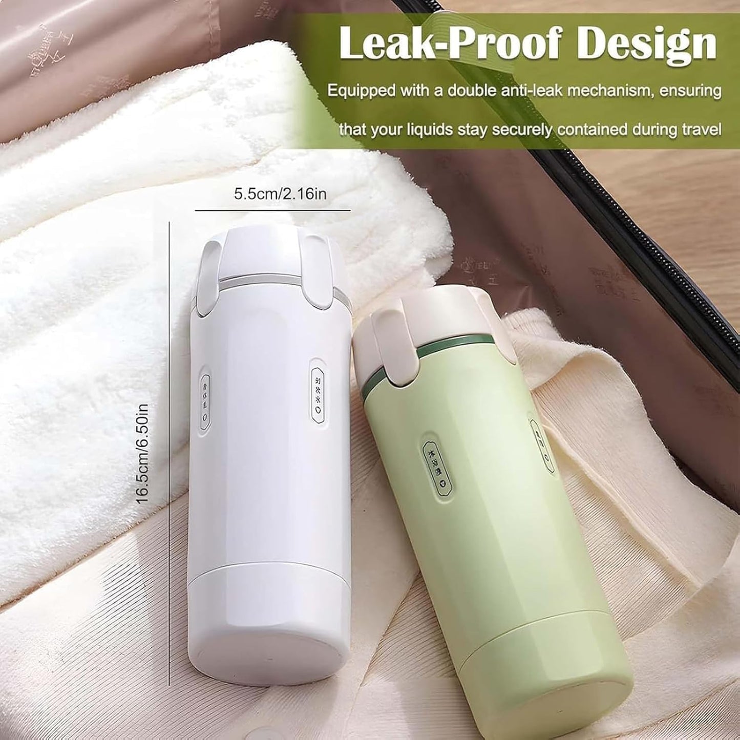 4-in-1 Travel Dispenser Bottles Set, 30ml Leak-Proof Portable Containers for Shampoo, Lotion, Conditioner, Cream, (White+Green)