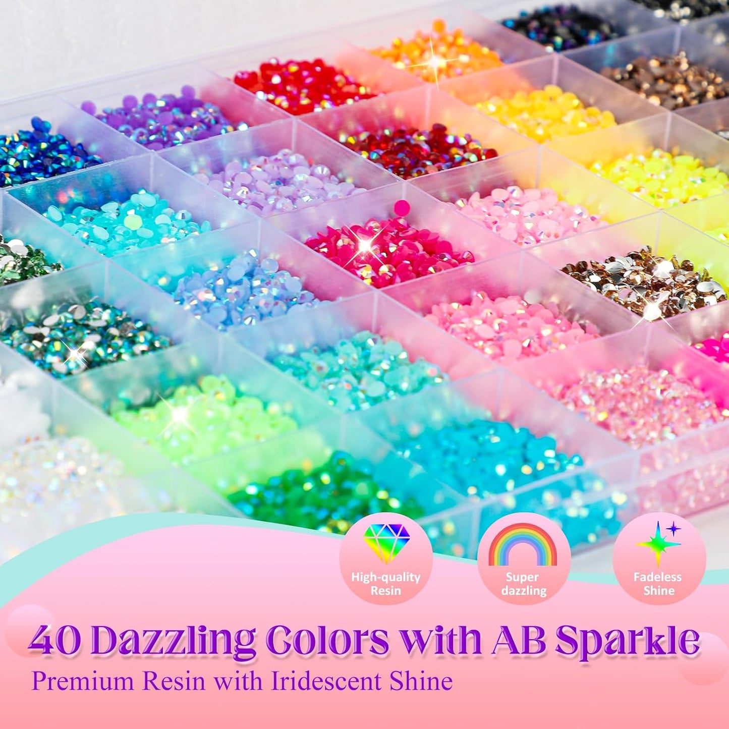Bedazzling Kit - 50000 Pcs Jelly Rhinestones for Crafting | 40 Colors, 3mm Flatback Gems, Glue & Tools Included
