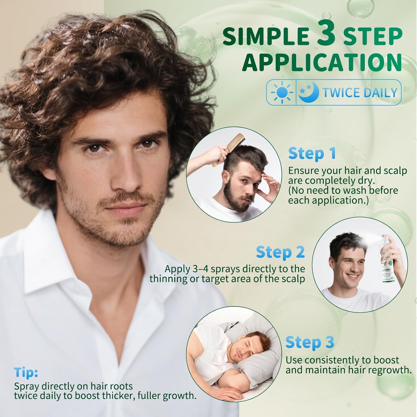 5% Minoxidil Hair Growth Spray - Extra Strength Regrowth Treatment with Biotin & Castor Oil | 4-Pack (8.12oz) for Men & Women