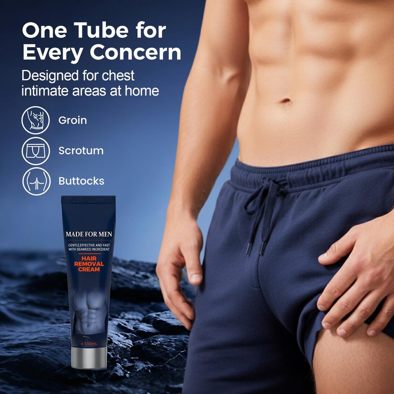 Fast-Acting Body Hair Removal Cream for Men, 2026 New Men’s Hair Removal Cream for Full Body and Intimate Areas, Moisturizing Soothing Painless Depilatory Cream for Male Grooming (3, One Size)