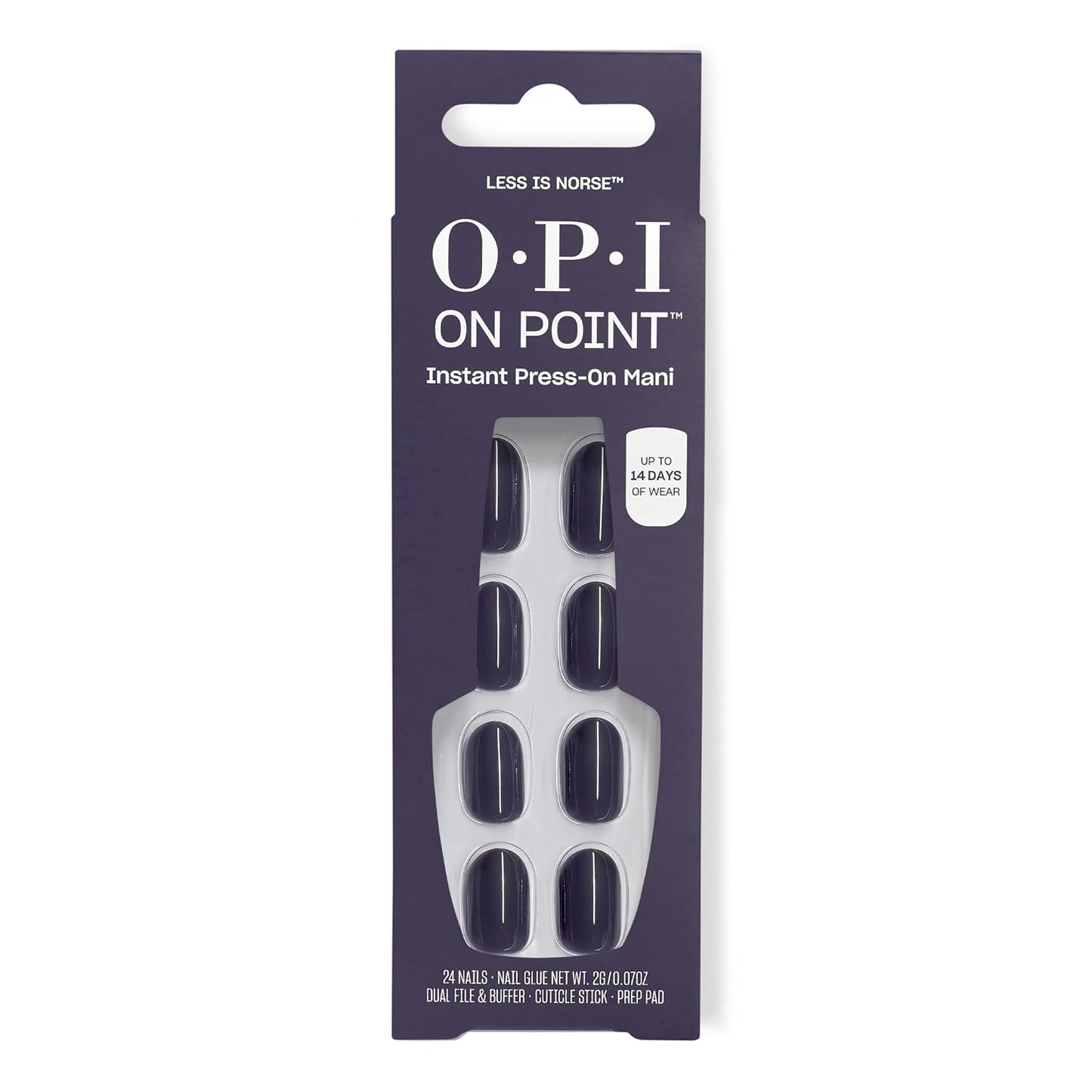 OPI On Point Press On Nails - Short Round & Squoval Nail Art | 24 Count with Glue | Long-Lasting & Reusable