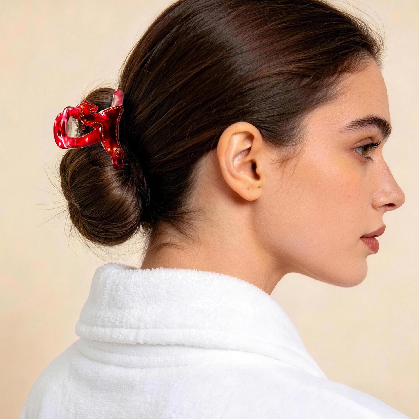 LOVIME Red Hair Clips for Women Premium, Medium Claw Clips for Thick Thin Hair Girls, Strong Grip No Slip Hair Clip, Acetate Hair Accessories for Birthday Gifts for Mom with Gift Box