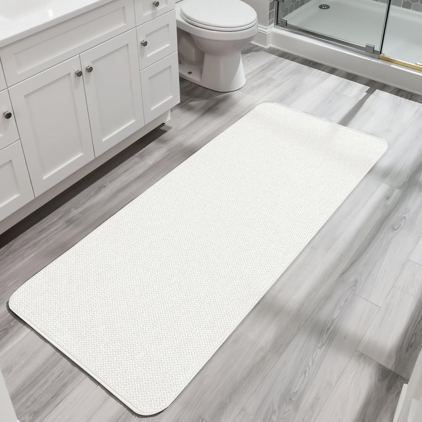 Ultra Thin Bath Mat - Non-Slip Rubber Bathroom Rug, Quick Dry & Absorbent | Grey, 1'5"x2'3" (17x27 Inch)