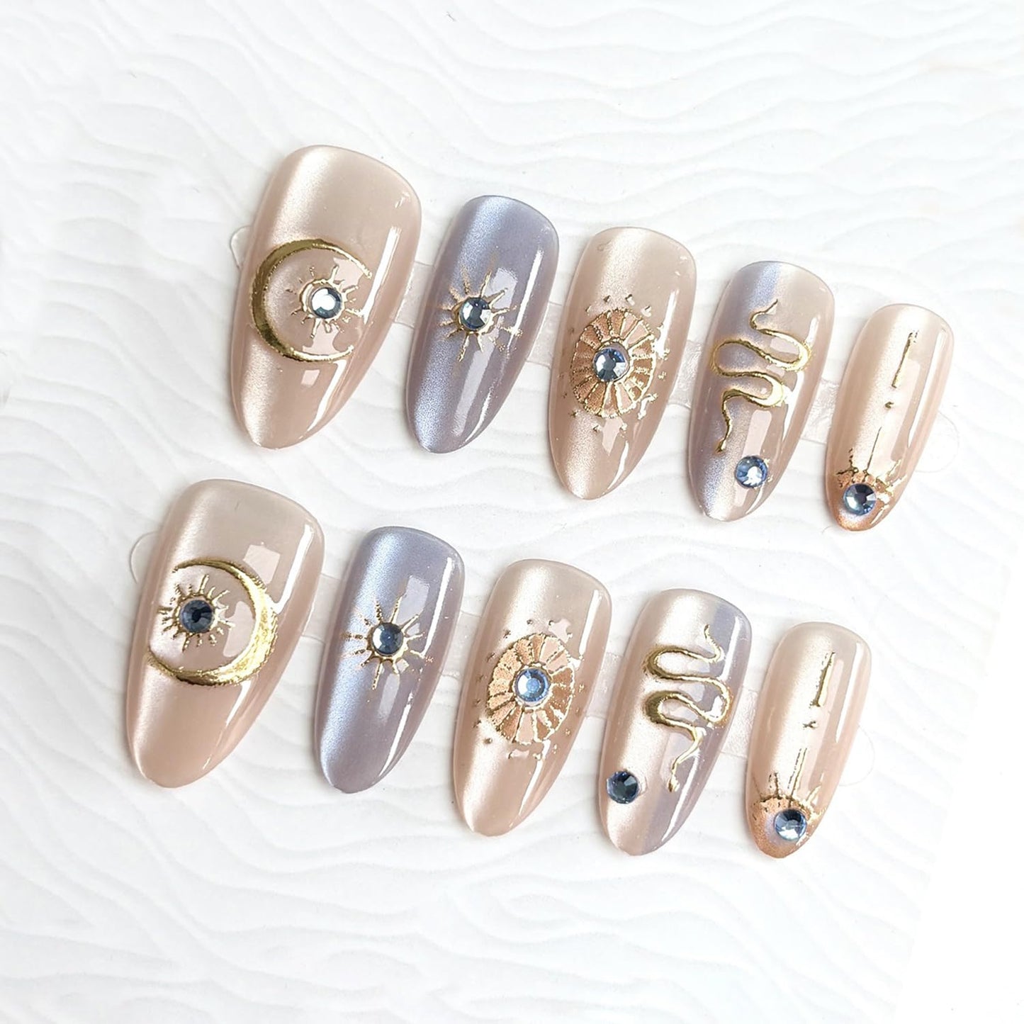 Pink Press-On Nails - 24 Pcs Medium Almond Floral Designs with 3D Flowers & Butterflies | Spring Summer Acrylic Set