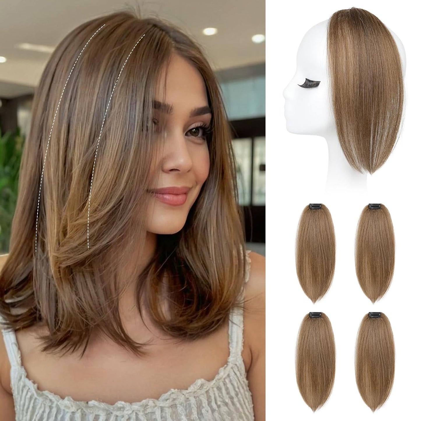 Clip In Hair Volumizer - 12 Inch Thick Hairpieces for Extra Volume | Off Black, 2PCS
