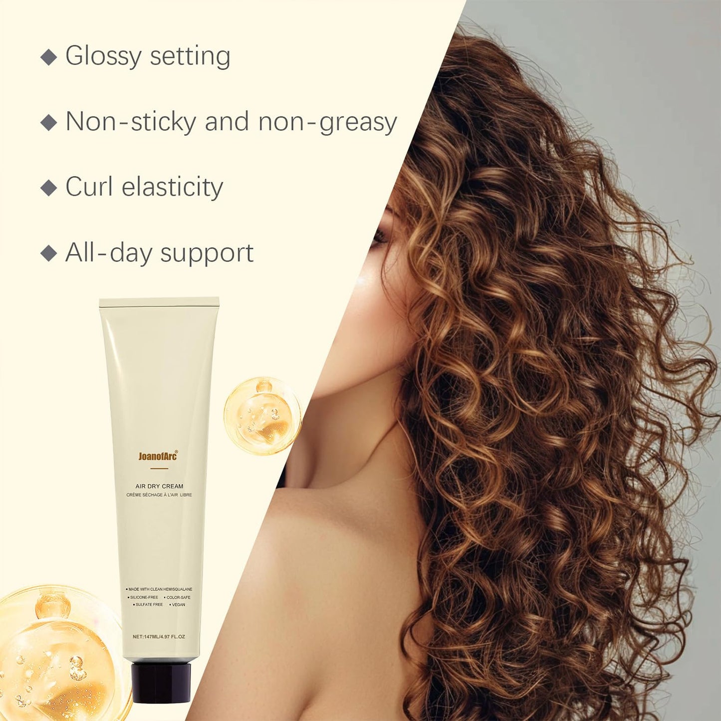 Air Dry Cream for Hair - Frizz Control Styling Cream | Lightweight Moisturizer for Soft Hold, 4.97 fl oz