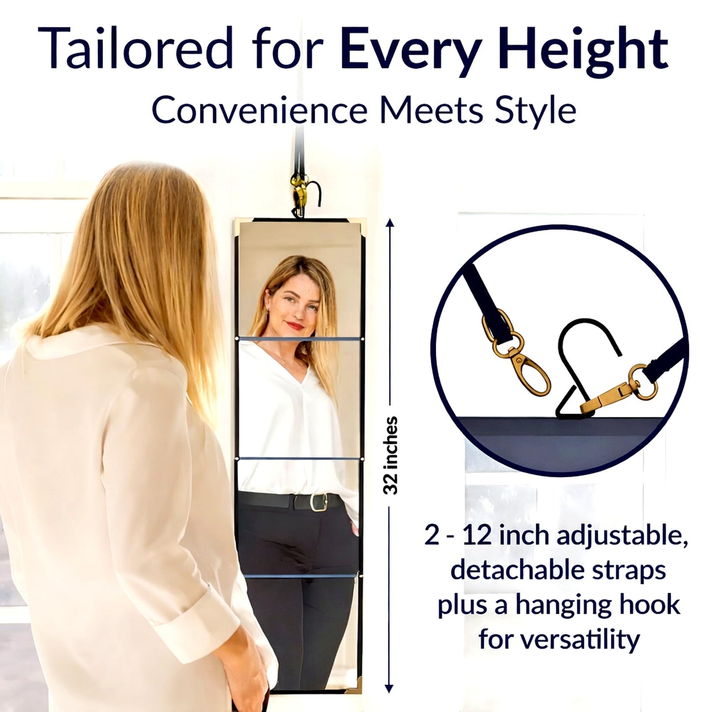 Real Glass, Folding 32" Full-Length Travel Mirror, Portable, Folds 9"x8"