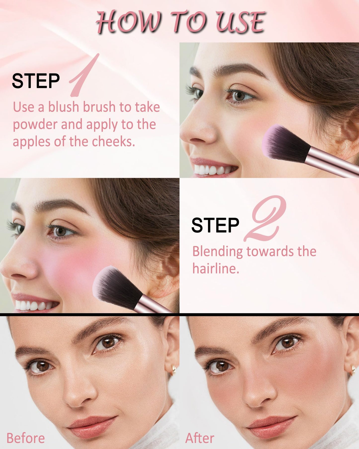 Blush Powder for Cheeks,Gradual Shimmer Pink Blusher Palette with Brush,Lightweight Buildable Color Blush Hightlighter Powder,Longlasting Waterproof Facial Makeup,Women's Day Gift for Women Girl-05#