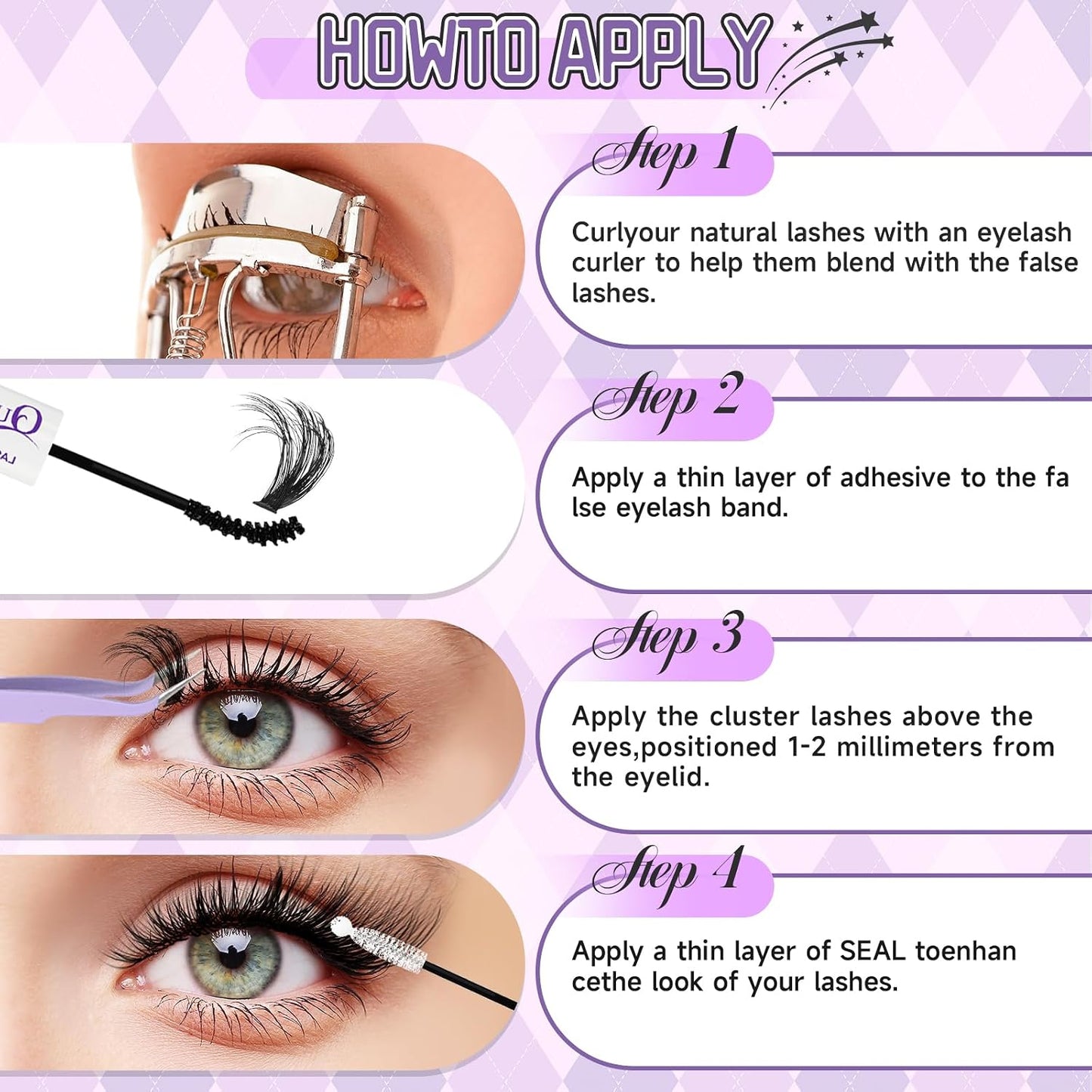 DIY Lash Extension Kit - 100D & 150D Volume Lash Clusters with Spikes | Wispy Bottom Lashes, Bond & Seal, Easy Application