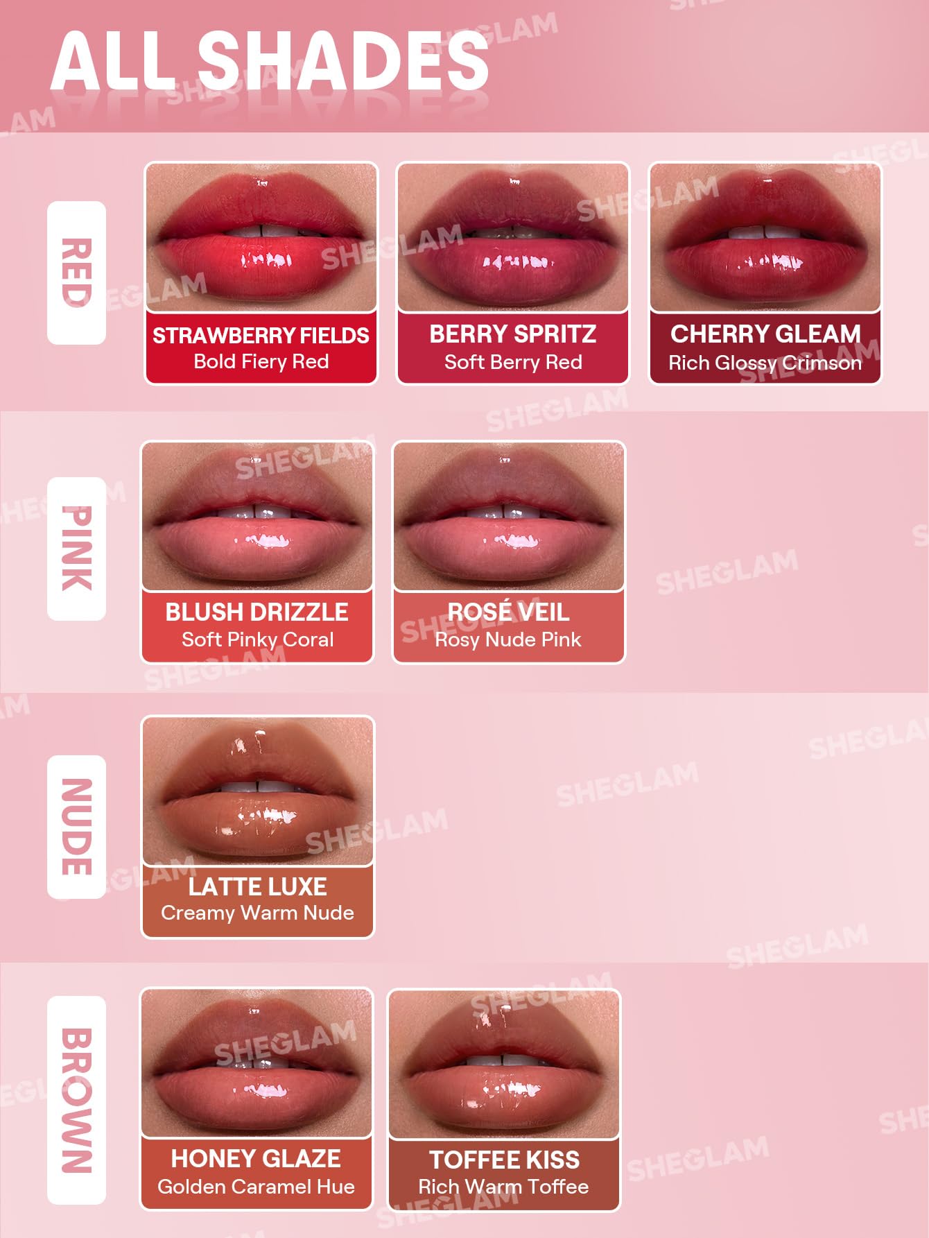 SHEGLAM Hydrating Lip Gloss Cruelty-Free Plumping Peptides-Berry Spritz
