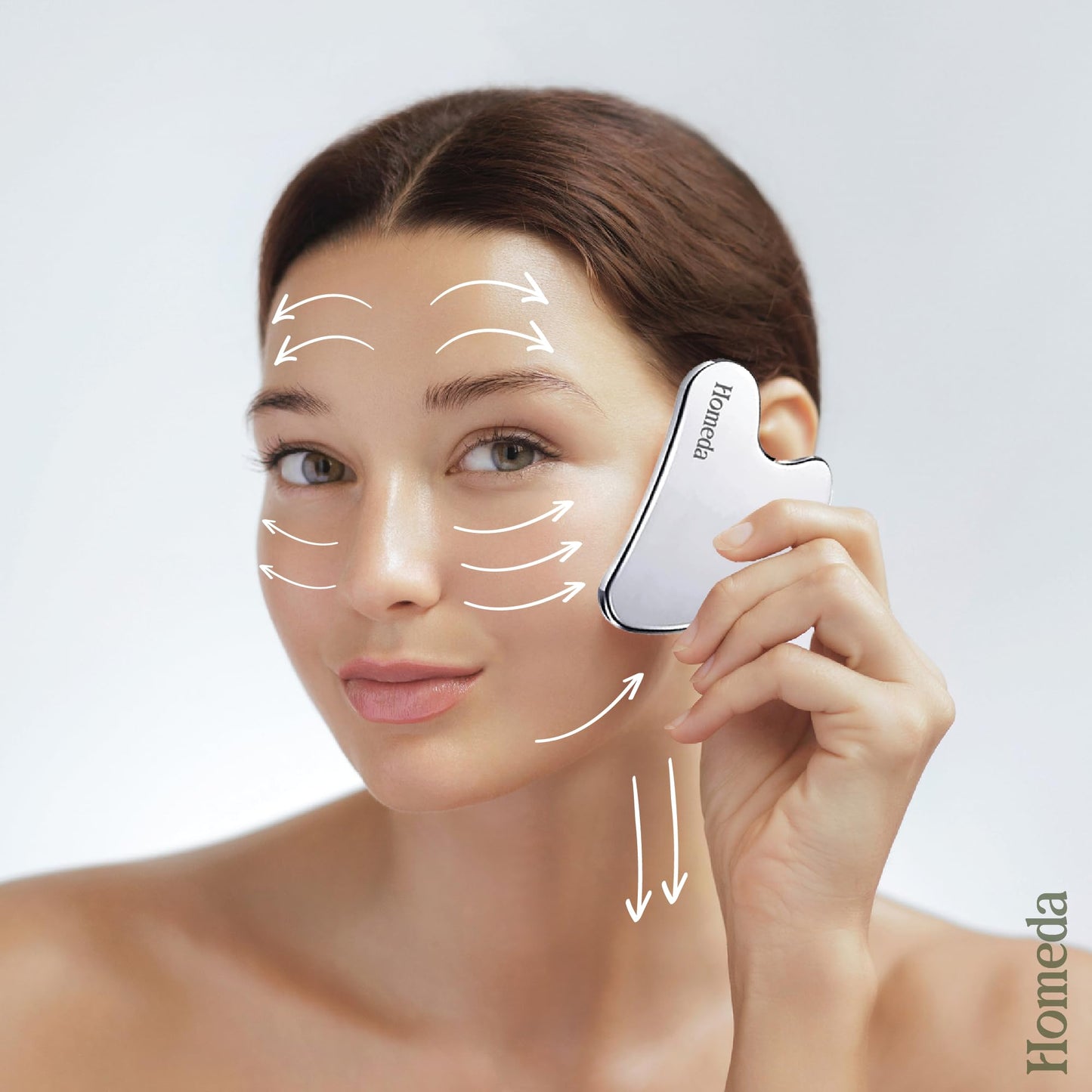 Homeda Stainless Steel Gua Sha Facial Tools, Lymphatic Drainage Massager, Metal Guasha for face | Washa, Gusha, Guacha Face Sculpting Jawline Shaper | Body Eyes Neck Massager Gift for Men Women
