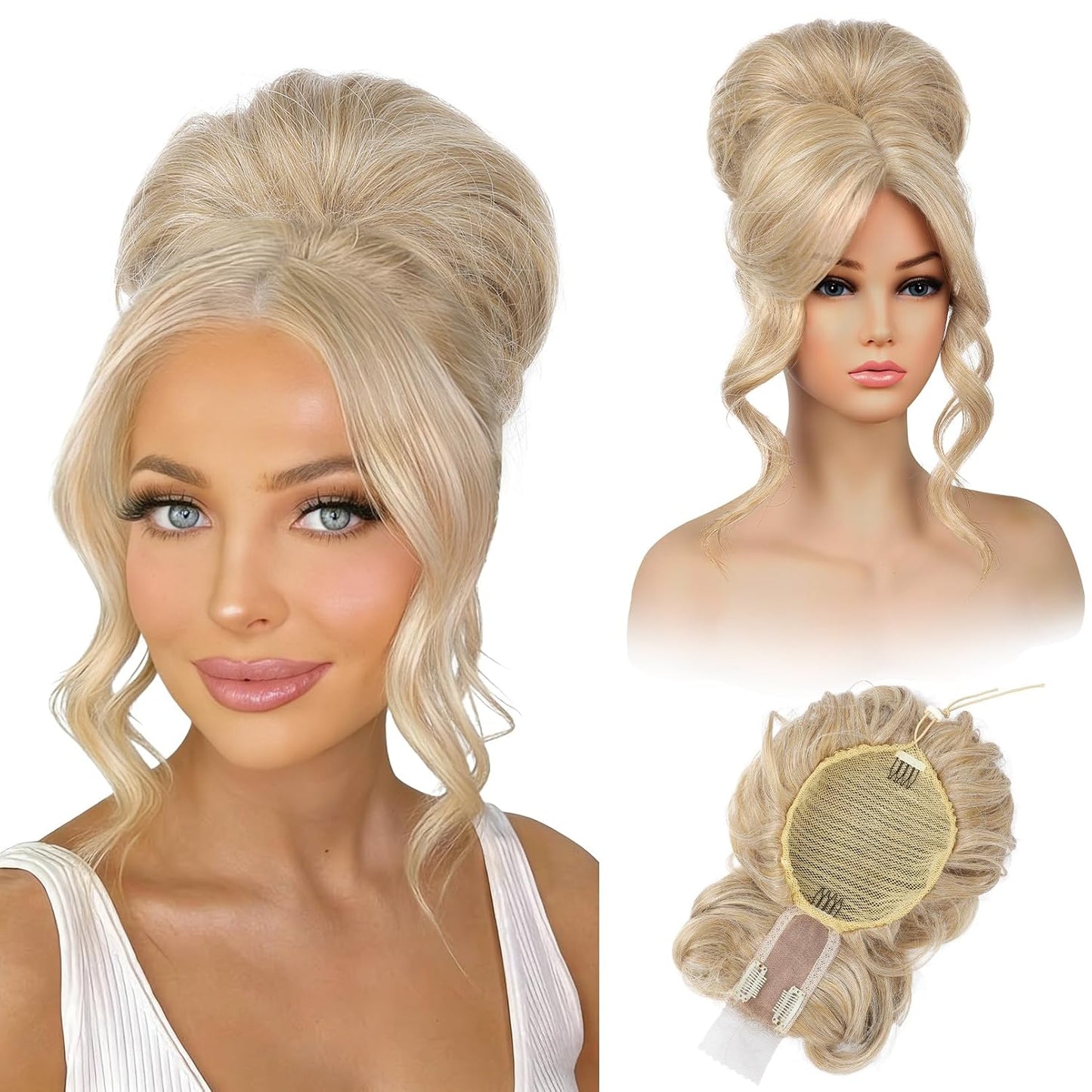 Messy Bun Hair Piece with Bangs - 2-in-1 Drawstring Ponytail Extension & Updo Wig | Natural-Looking Black Hair Topper