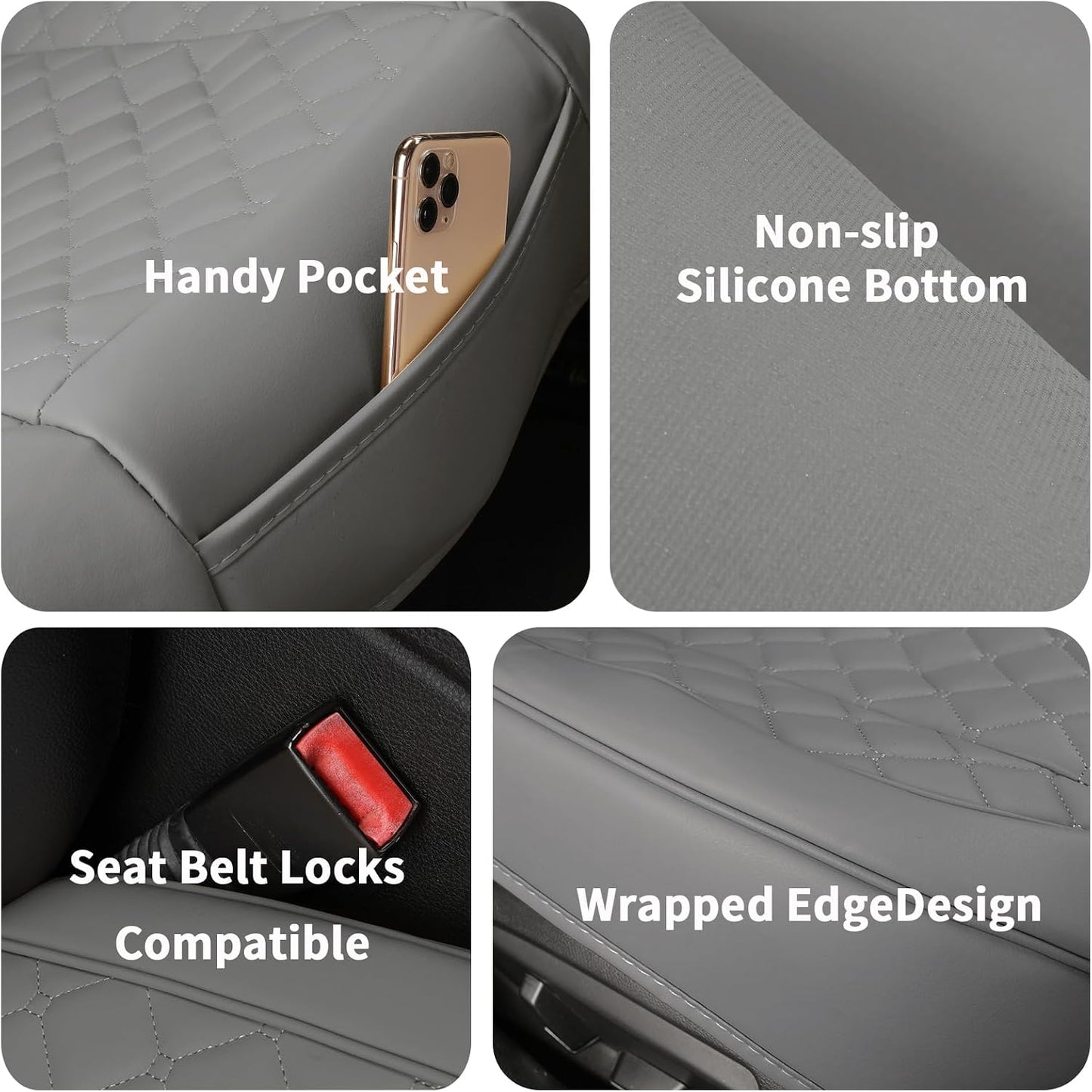 Car Seat Covers - Waterproof Leather Protector for Universal Fit | 2-Piece Set in Grey