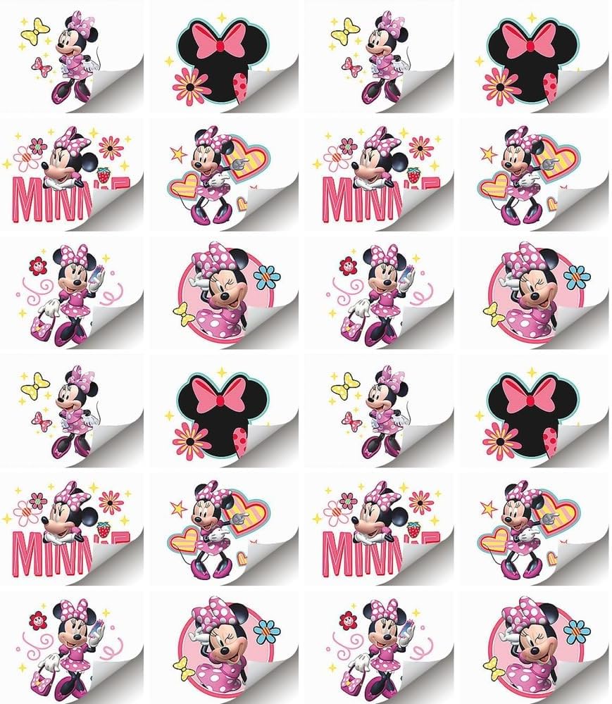 Minnie Mouse Temporary Tattoos - Assorted Designs for Kids' Parties | 24 Pcs