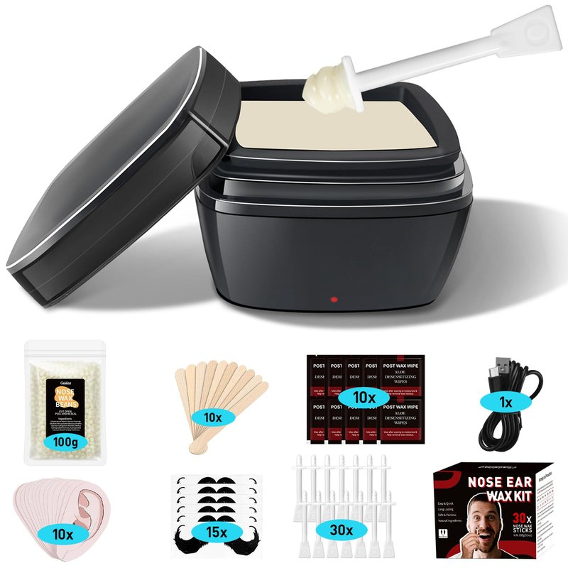 Galdino Nose Wax Kit Men, Nose Hair Wax Kit With 30 Sticks, Painless Nose & Ear Hair Removal, Usb Fast Heat Mini Wax pot, Smart Constant Temp
