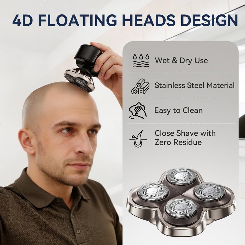 2 Pack Pro 4 Shaver Replacement Blades Compatible with Skulls Pitbulls Series Gold PRO, Silver PRO, Platinum PRO, Butterfly Kiss PRO Head Shavers, Floating 4 Heads Design, Shaver Replacement Head