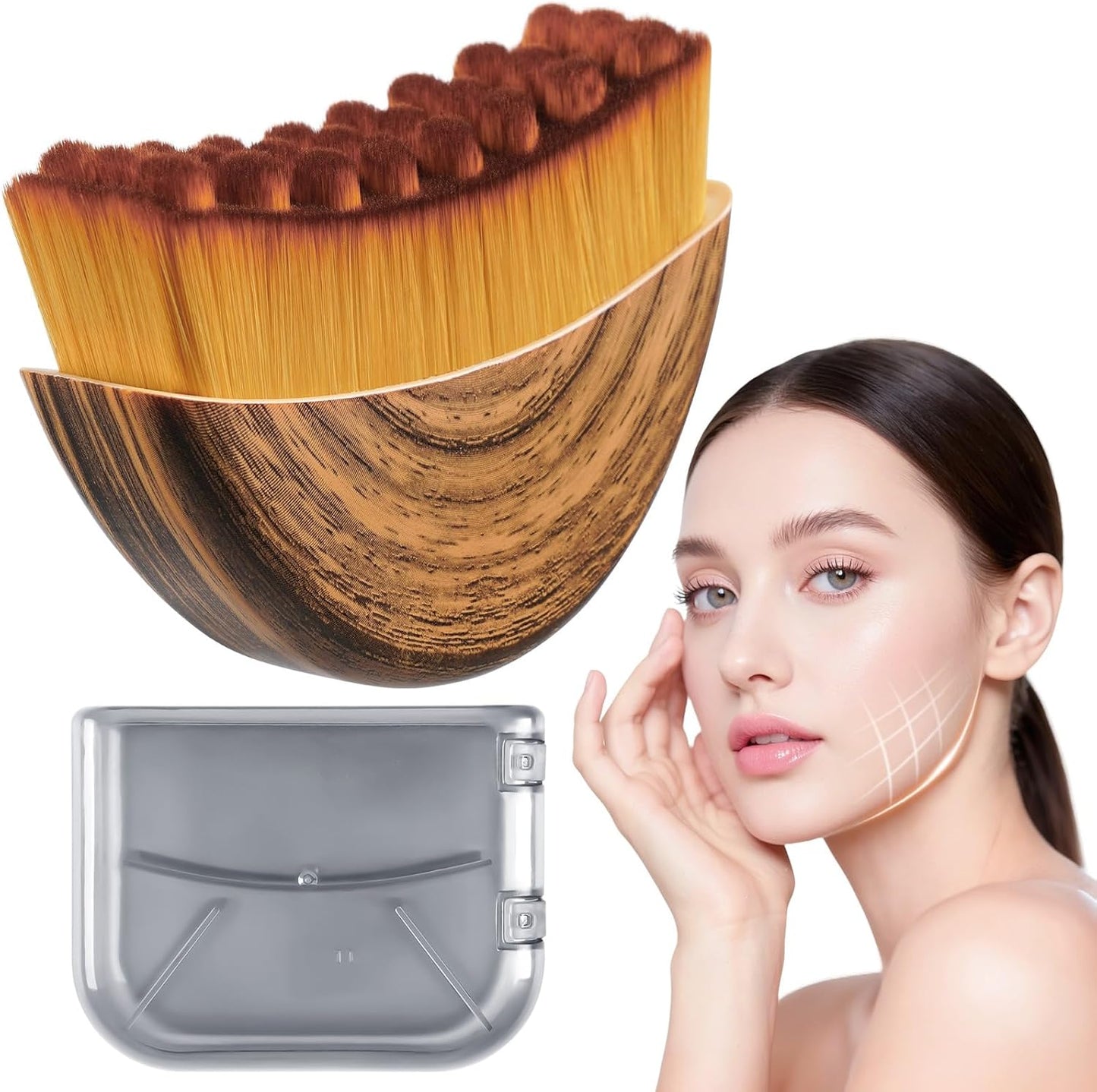 Lymphatic Drainage Face Brush - Sculpting Massager with Soft Bristles | Portable Gua Sha Tool for All Skin Types