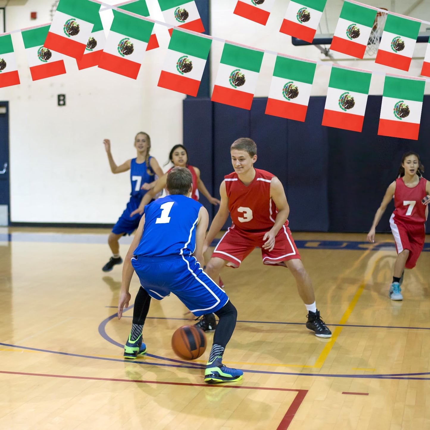Mexico Flag Banner, Small Mini Mexican Flags Patriotic Decoration for Party, Classroom, Sports Events, 33 Feet 30 Flags