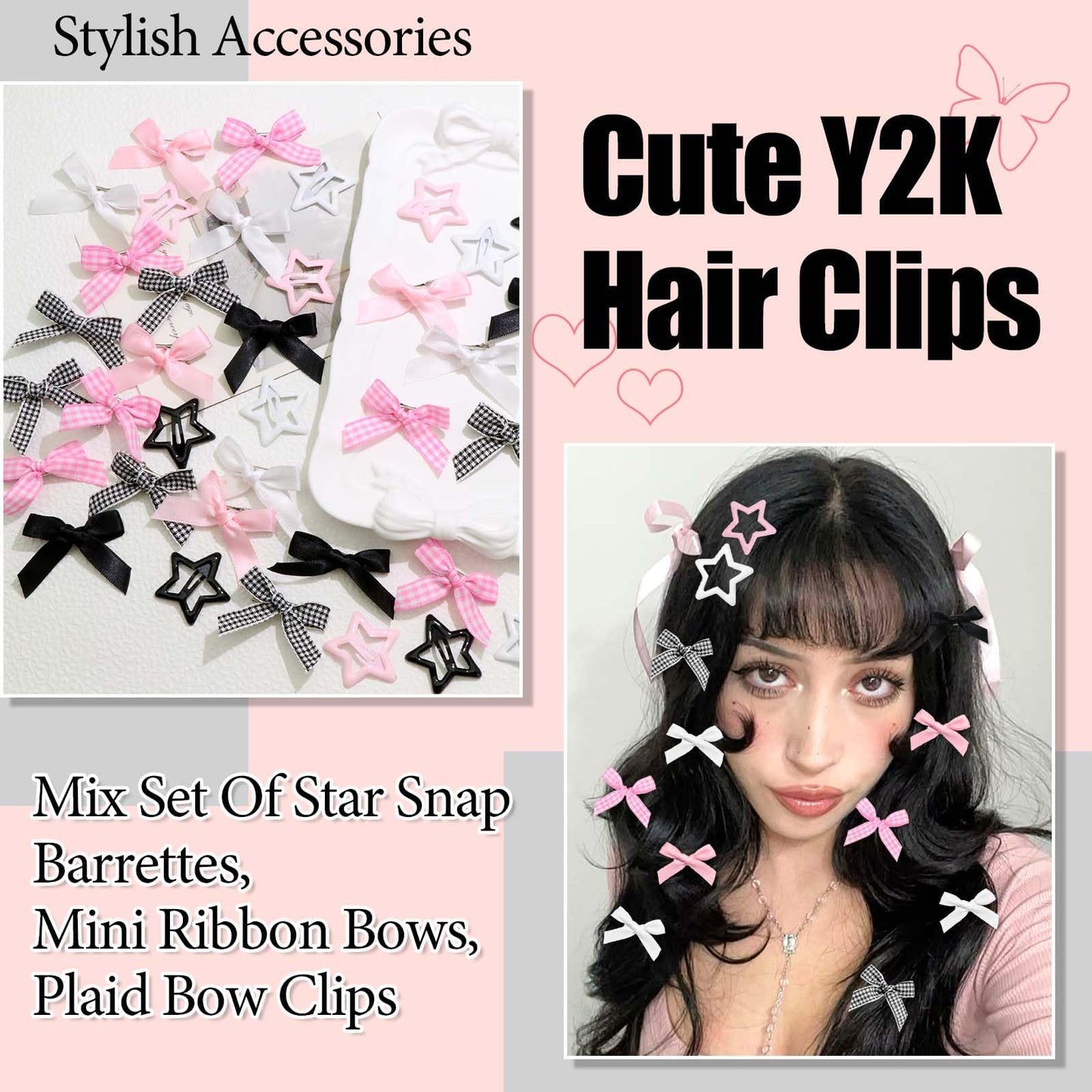 STGDAK 18 Pcs Mini Bow Shape Barrette Purple Star Hair Clips Y2k Accessories Kawaii Metal Clip Water Drop Snap Barrettes Cute Star Clip Christmas Hair Accessories For Women Girls Festivals Party