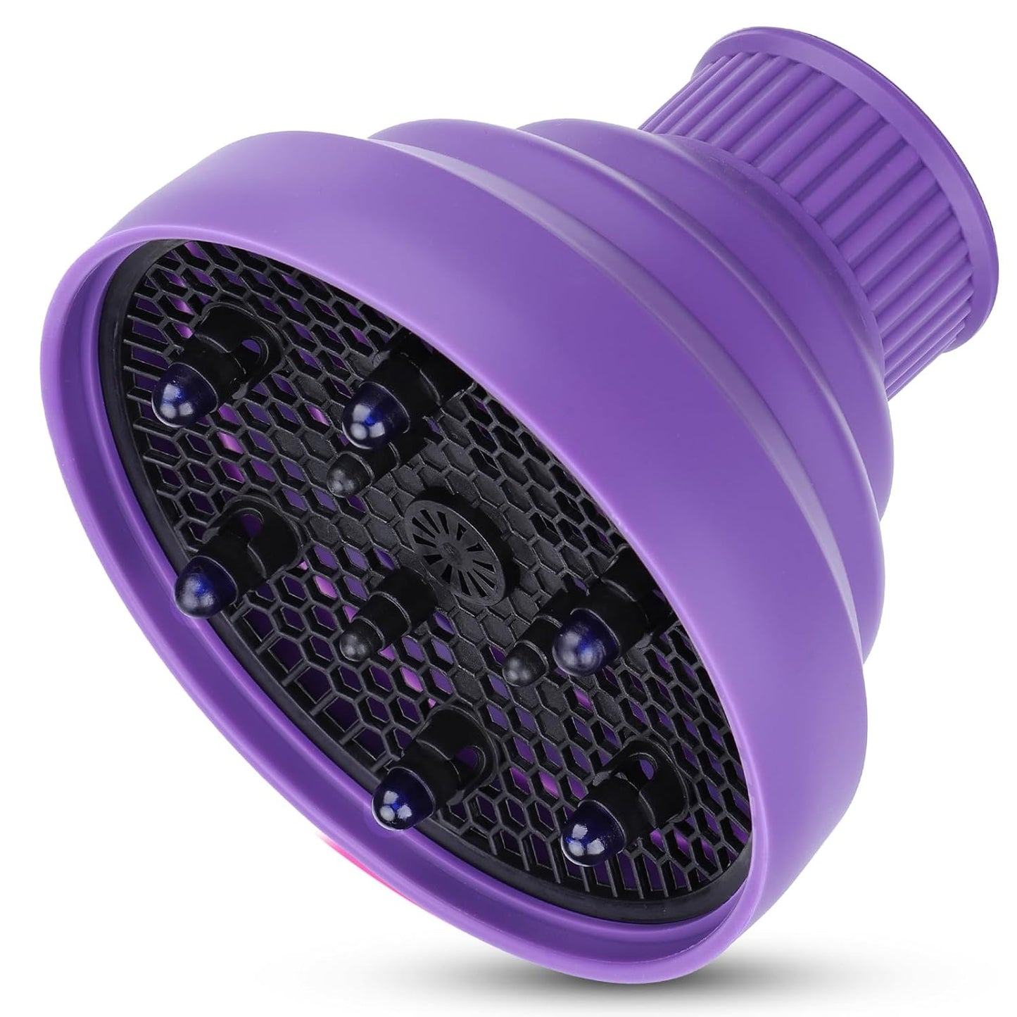 Travel Hair Dryer Diffuser - Collapsible Portable Attachment for Natural Thick Hair | Fits 1.65" to 1.77" Nozzles - Black
