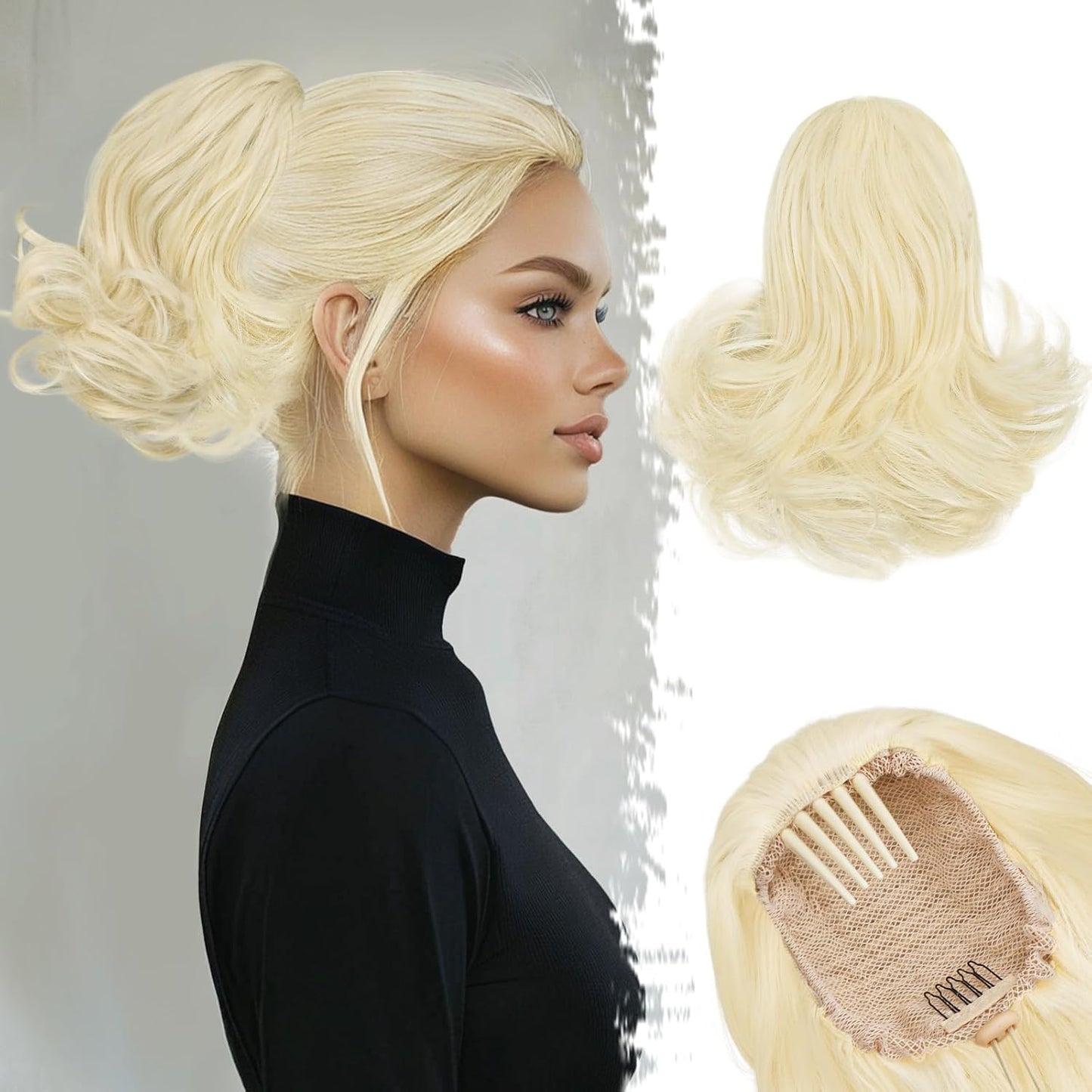 Dark Brown Ponytail Extension - 10 Inch Wavy Drawstring Hairpiece for Women | Synthetic Clip-In Ponytail