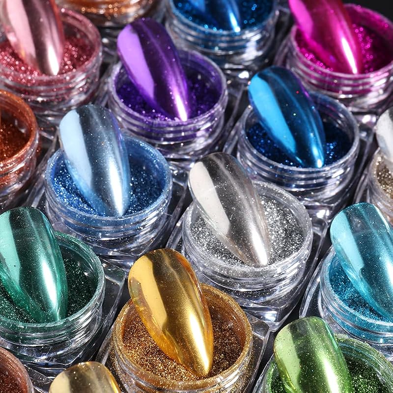 Metallic Mirror Chrome Nail Powder Set - 23 Colors Chrome Nail Art Powder