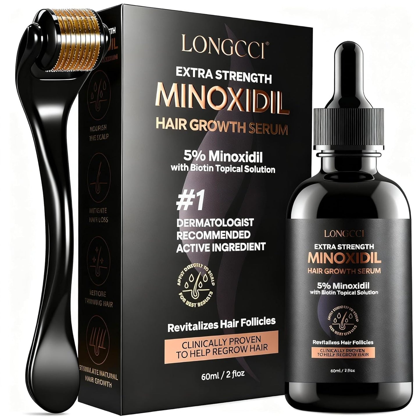 5% Minoxidil Hair Growth Serum for Women: Extra Strength Hair Loss Treatment with Biotin for Thinning Hair - Regrowth Topical Solution (2 Fl Oz (Pack of 1))