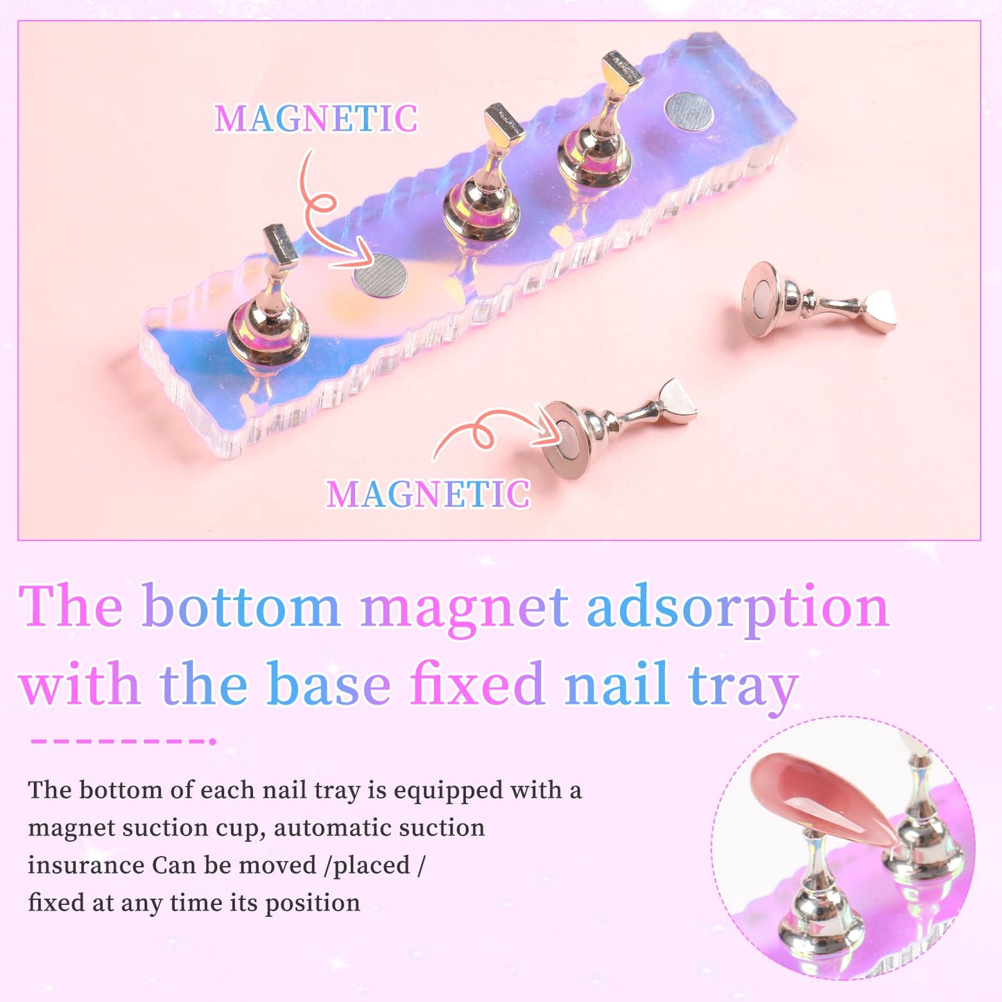 Nail Holder for Painting Nail Stand for Press on with 96 Pcs Reusable Sticky Putty Nail Display Stand Nail Hand Practice Magnetic Nail Art Tools for Homes and Salons