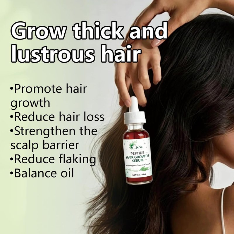 Cura Peptide Hair Growth Serum - Boost Fuller-Looking Hair, 1 Fl Oz | Hair Care Solution