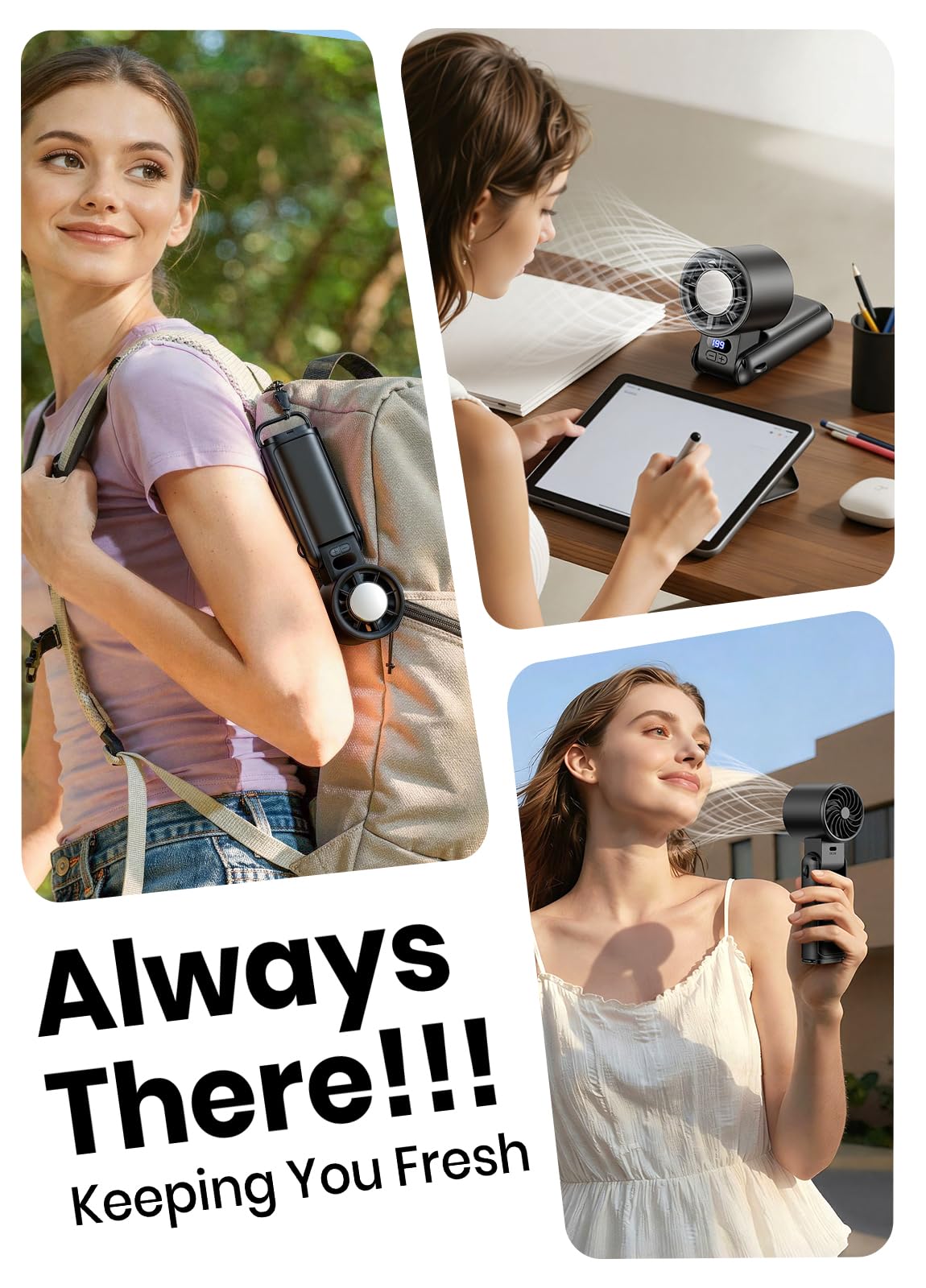 Deyhoc Portable Handheld Turbo Fan, 1-199 Speed Adjustable, Black