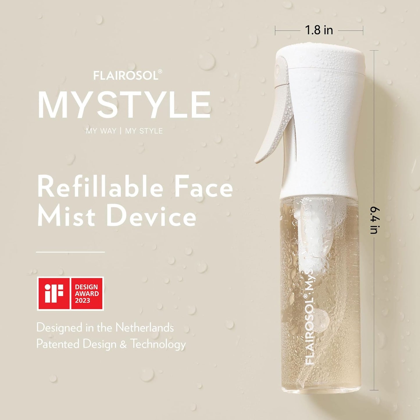 MyStyle Spray Bottle for Hair - Ultra Fine Continuous Mist for Face & Hairstyling | 3.04oz / 90ml, White