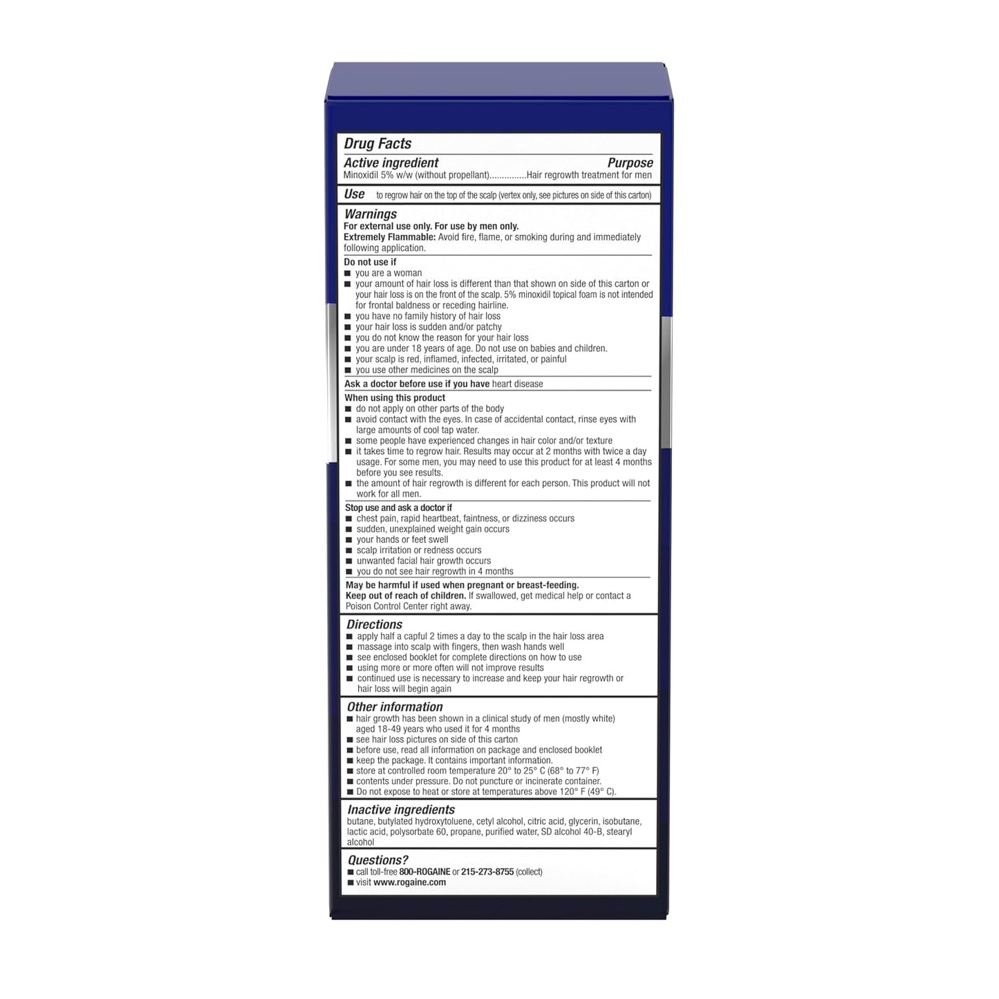 Men's Rogaine 5% Minoxidil Foam - Hair Regrowth Treatment for Thicker Hair | Unscented, 2.11 oz