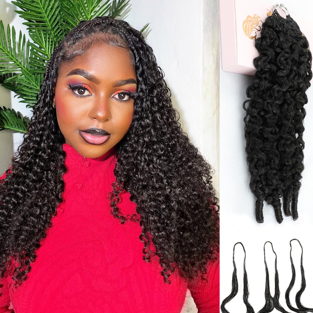 Human Crochet Hair for Black Women - 20 Inch Burmese Curly Pre-Looped | Natural Black, Reusable Bundles