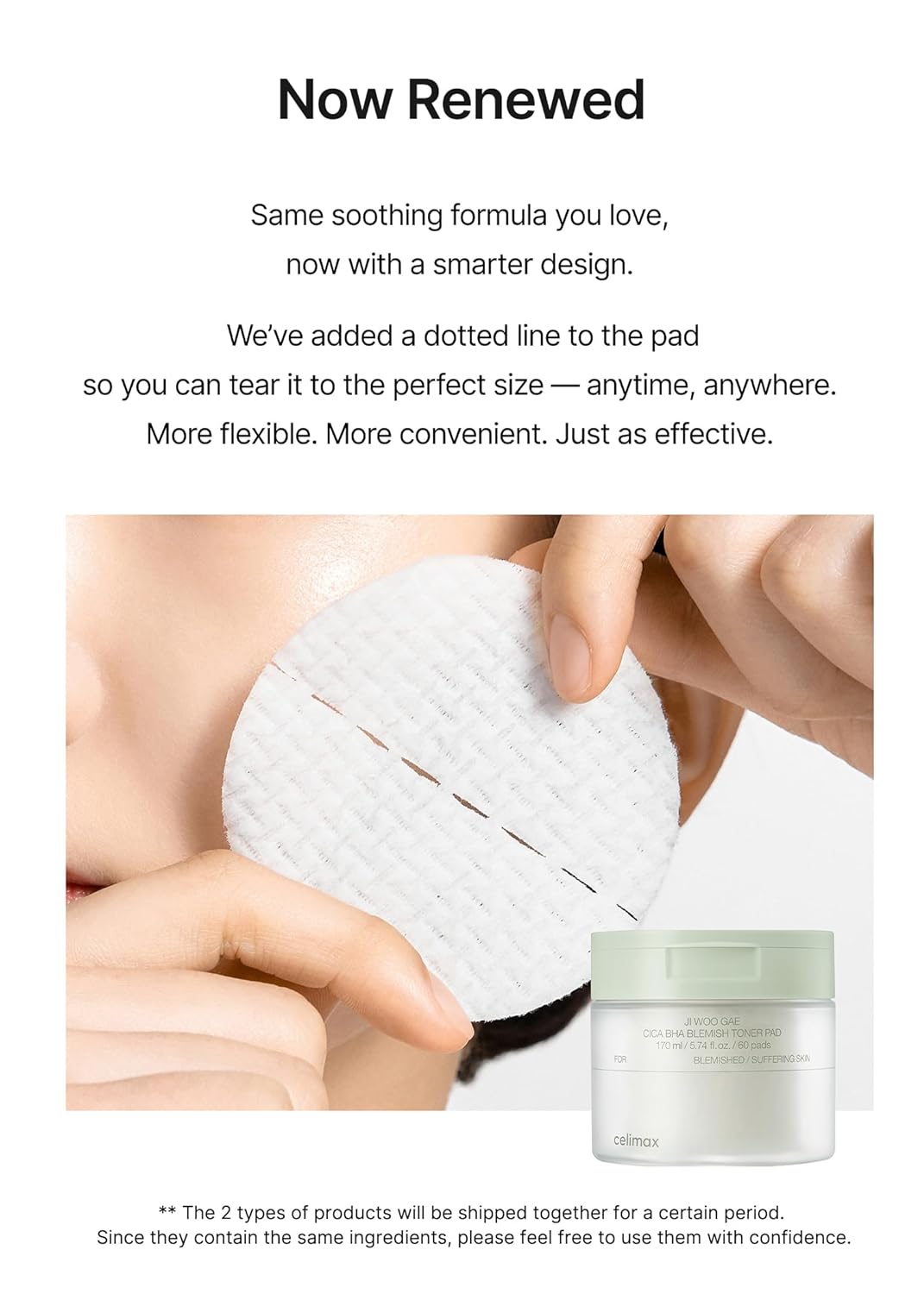 Celimax Ji.Woo.Gae CICA BHA Blemish Toner Pads - Hydrating & Soothing Complex with Centella Asiatica | 60 Pads