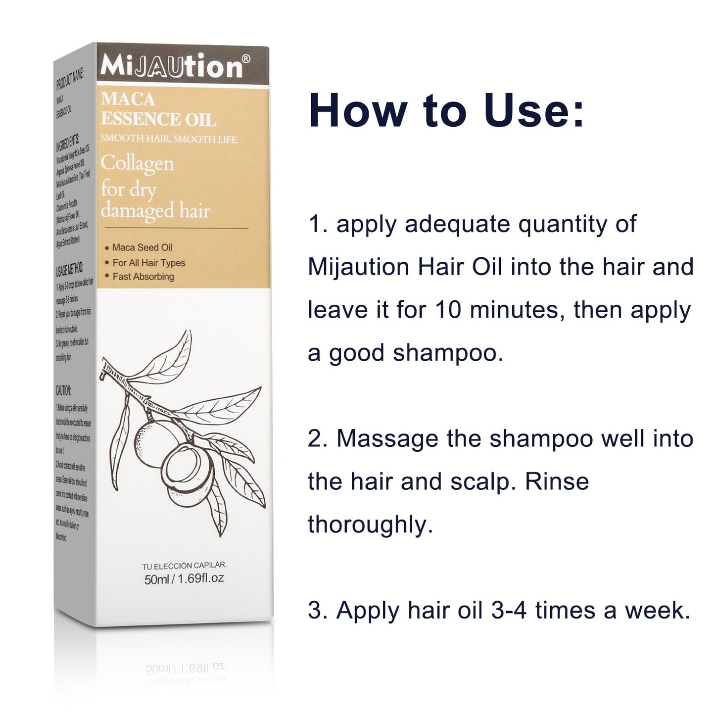 Mijaution Argan Oil Hair Oil for Frizzy & Damaged Hair, Lightweight Repair with Collagen, Smoothing Hair Oil for Curly or Dry Hair, 1.69Fl.oz