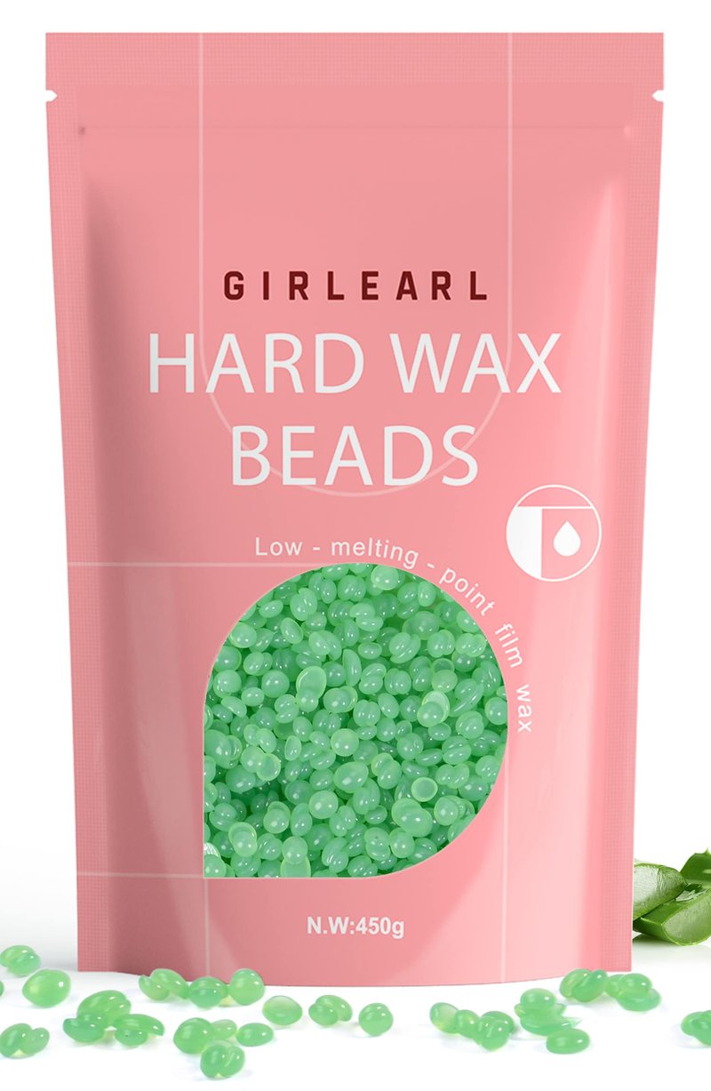 GIRLEARLE Wax Beads (1lb) for Hair Removal - Aloe Vera Formula, Perfect for Sensitive Skin, Eyebrow, Brazilian Bikini, Legs, Facial and Full Body Waxing at Home