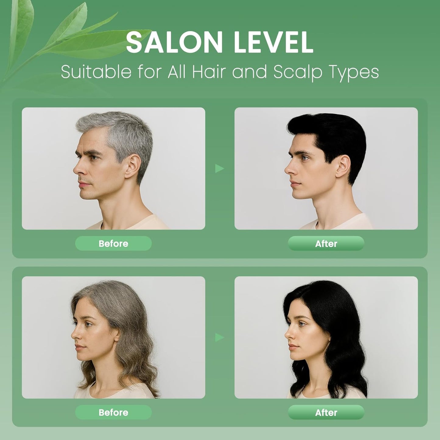 Natural Black Hair Dye Shampoo - 3 in 1 Herbal Formula for Men & Women | Grey Hair Coverage