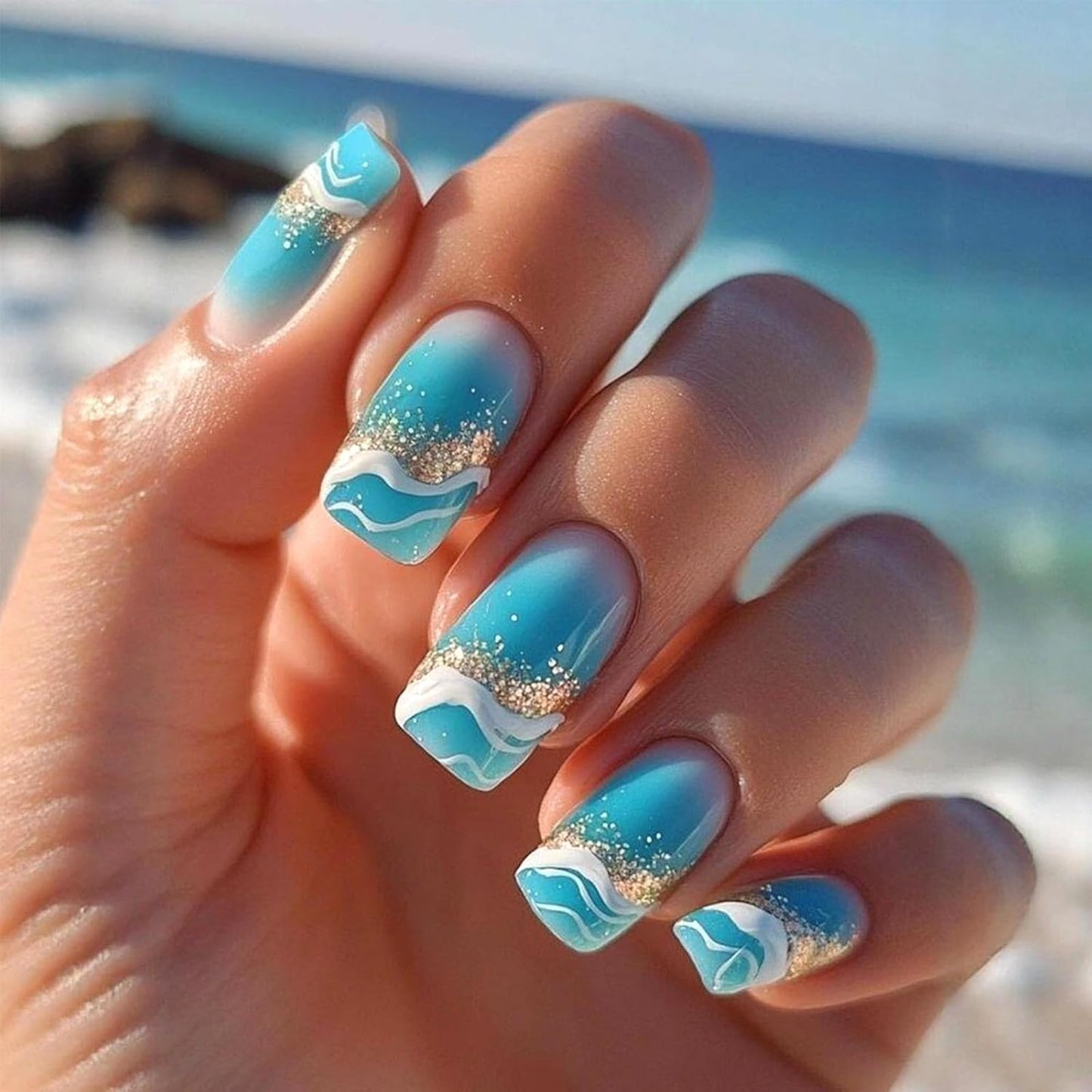 Colorful Polka Dot Press-On Nails - Short Square Acrylic Fake Nails | Glossy Full Cover, 24 Pcs