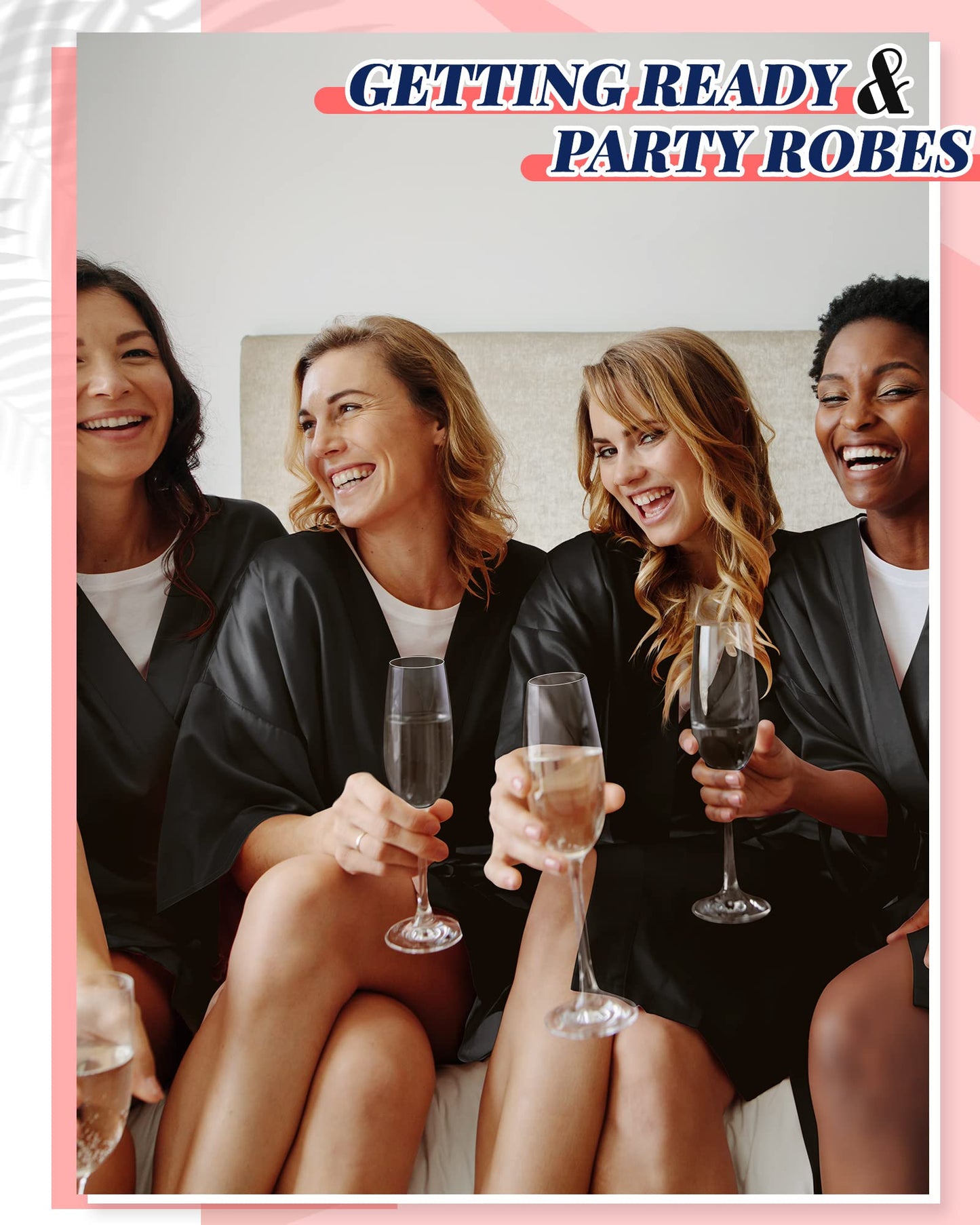 Patelai 12 Pcs Bridesmaids Robes for Women Silk Satin Kimono Short Robe Bulk Bridal Party Wedding Sleepwear (One Size,Black)