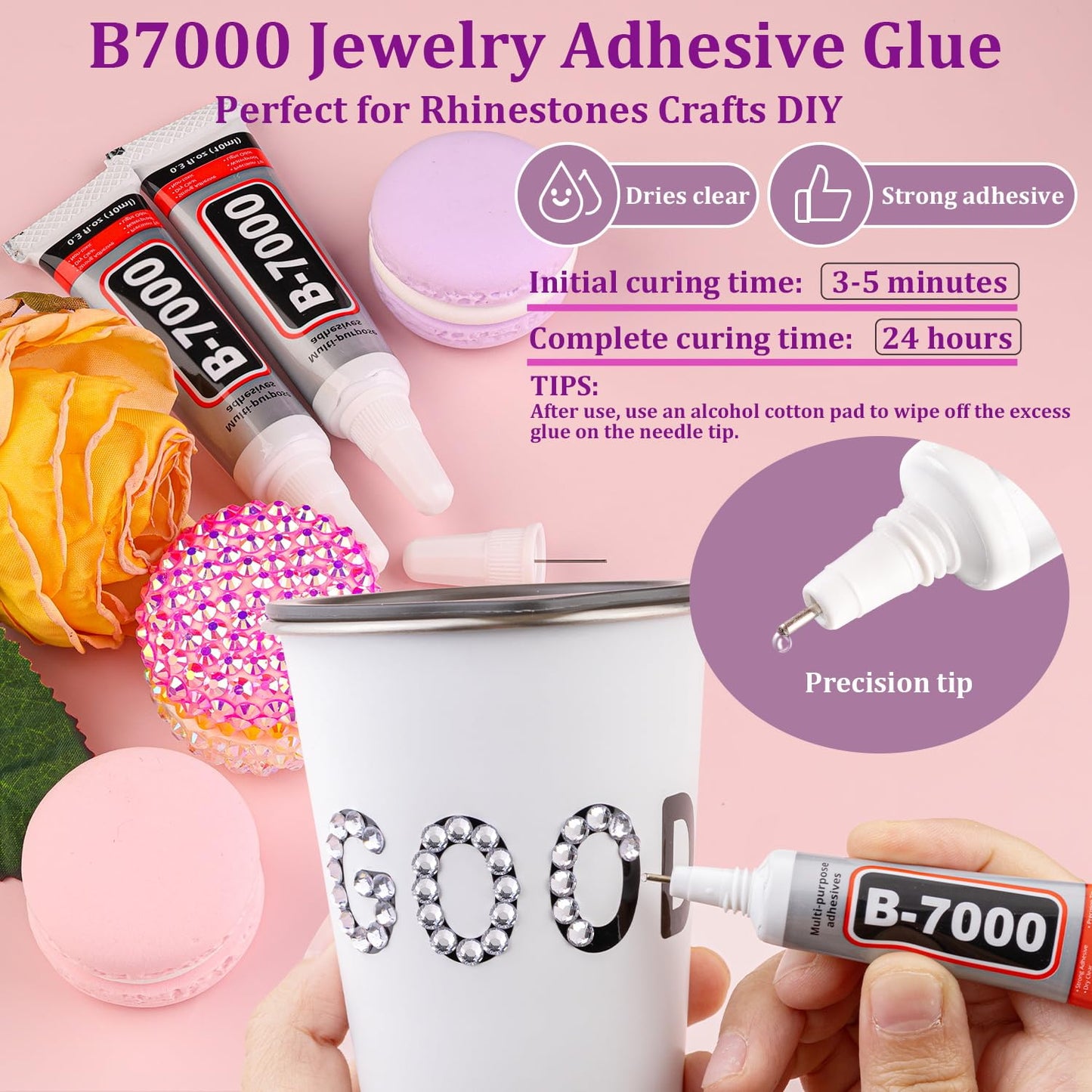 Resin Rhinestones - 32000 Pcs Flatback Gems for Bedazzling | Silver Clear Crystal Kit with 3 Pcs B7000 Glue for Nail Art & Crafts