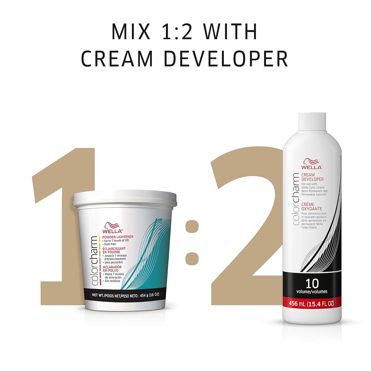WELLA Colorcharm Cream Developer & Powder Hair Lightener - Optimal Gray Blending & Up to 7 Levels of Lift | 15.4 oz