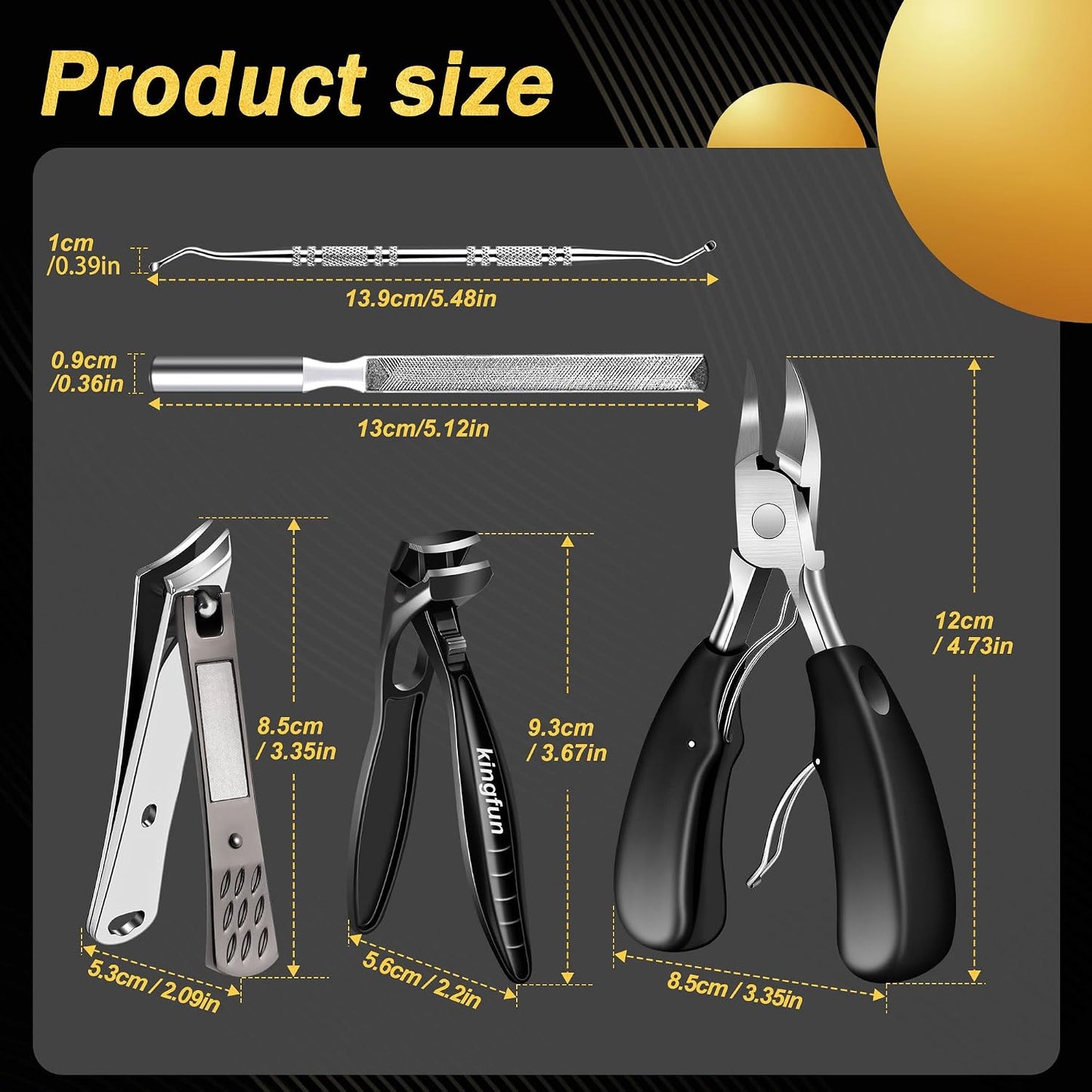 Toenail Clippers for Thick Nails - Heavy Duty Ingrown Toenail Clippers for Seniors | 5-Piece Set