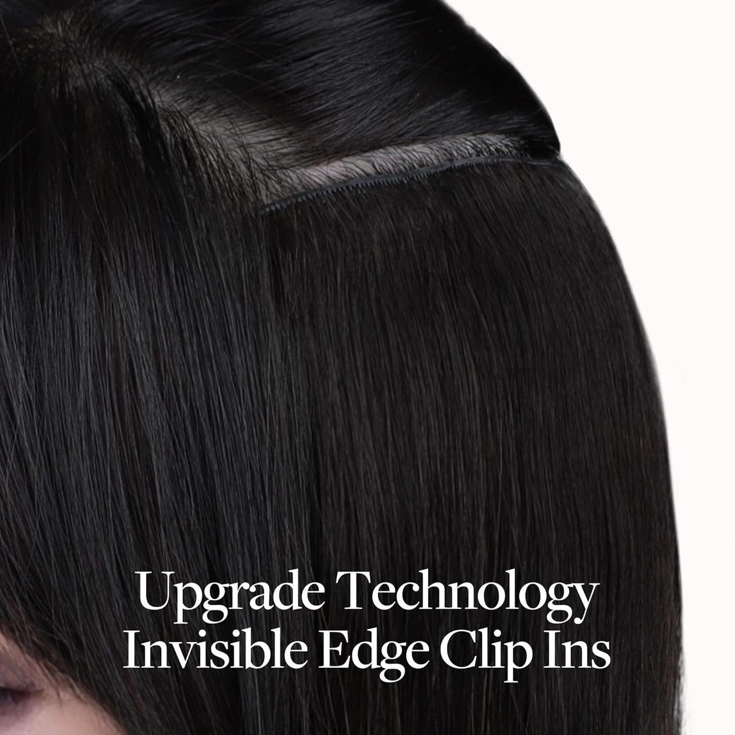 Invisi Edge Clip-In Hair Extensions Set - 16 Inch, 160g | Virgin Real Human Hair, #1B - 9 Pieces